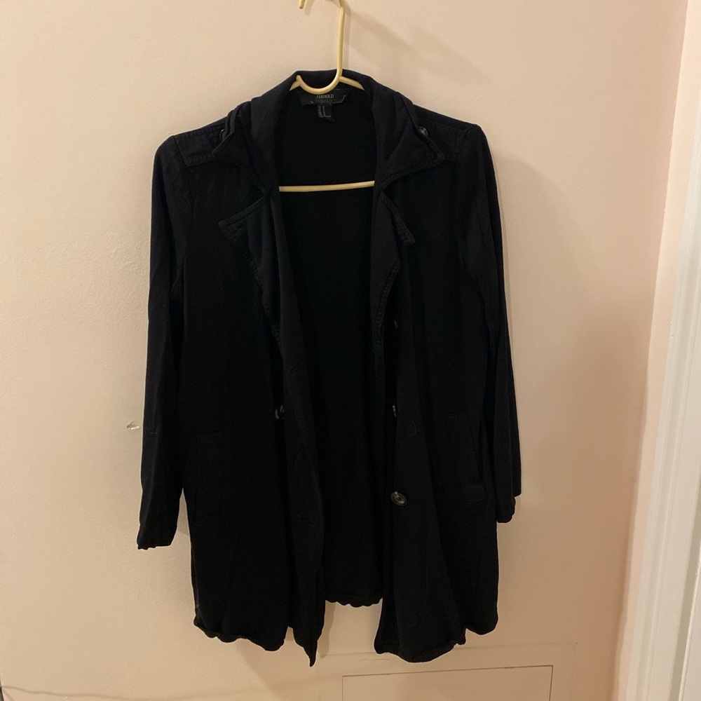 Collared Black Cardigan with Buttons